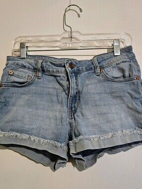 Re Generation Womens Light Wash Denim Shorts Size Junior 9 Cuffed Raw Hem Summer